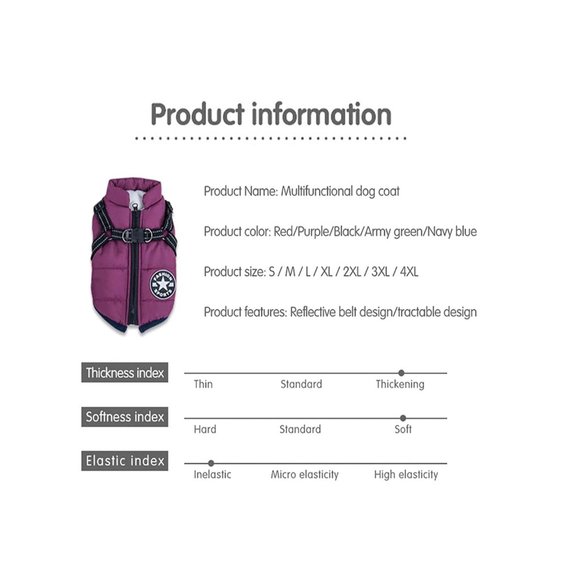 FASHION SPORTS Dog Harness Fleece Jacket in Black - Picture 6 of 15